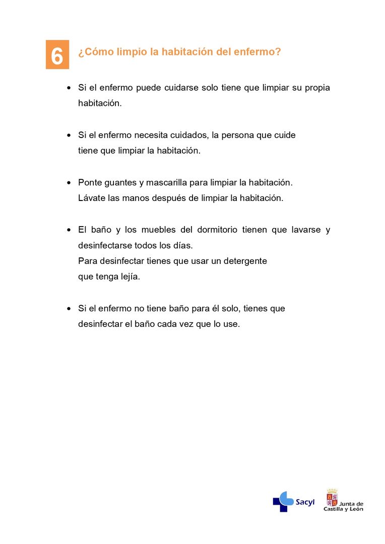 Información enfermos de coronavirus que estén en casa.