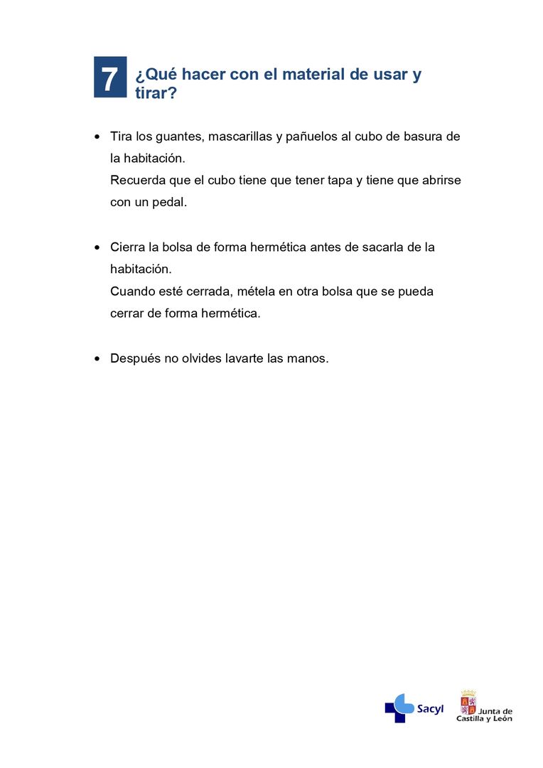 Información enfermos de coronavirus que estén en casa.