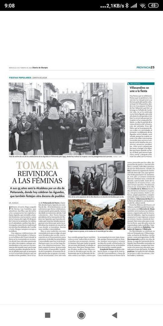 Artículo Fiesta de Santa Agueda 2020